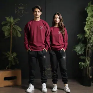 2 pc unisex fleece plain tracksuit