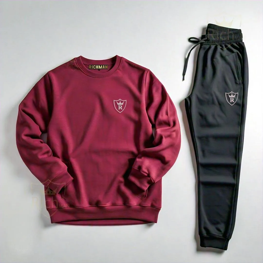 2 pc unisex fleece plain tracksuit