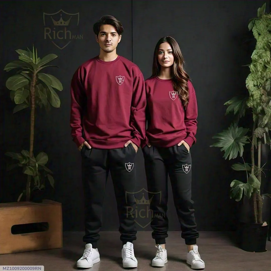 2 pc unisex fleece plain tracksuit