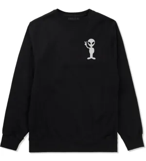 Alien Peace Sign Chest Mens Crewneck Sweatshirt