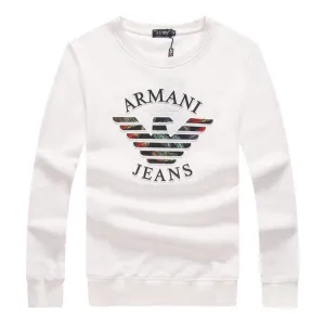 Armani Jeans Color Monogram Logo Sweatshirt- White