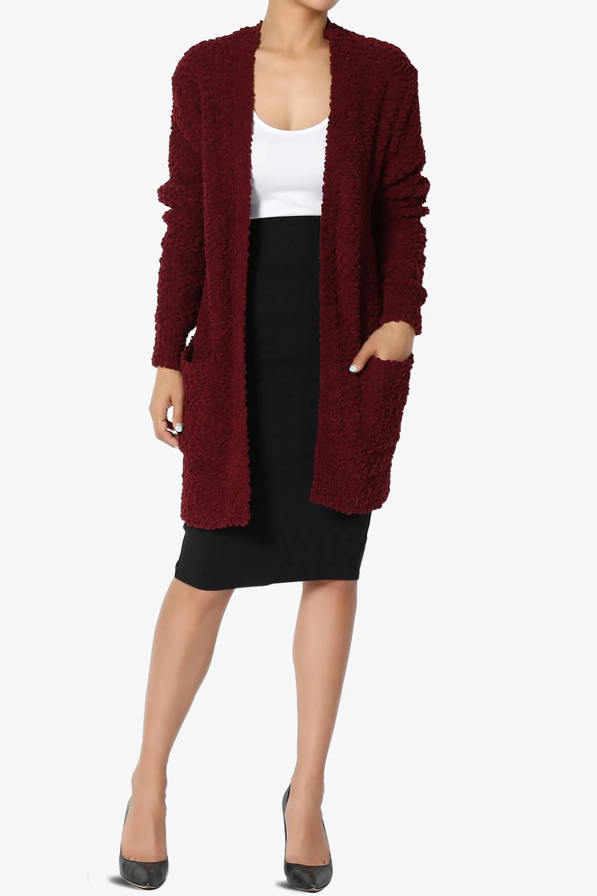 Barry Soft Popcorn Knit Sweater Cardigan PLUS