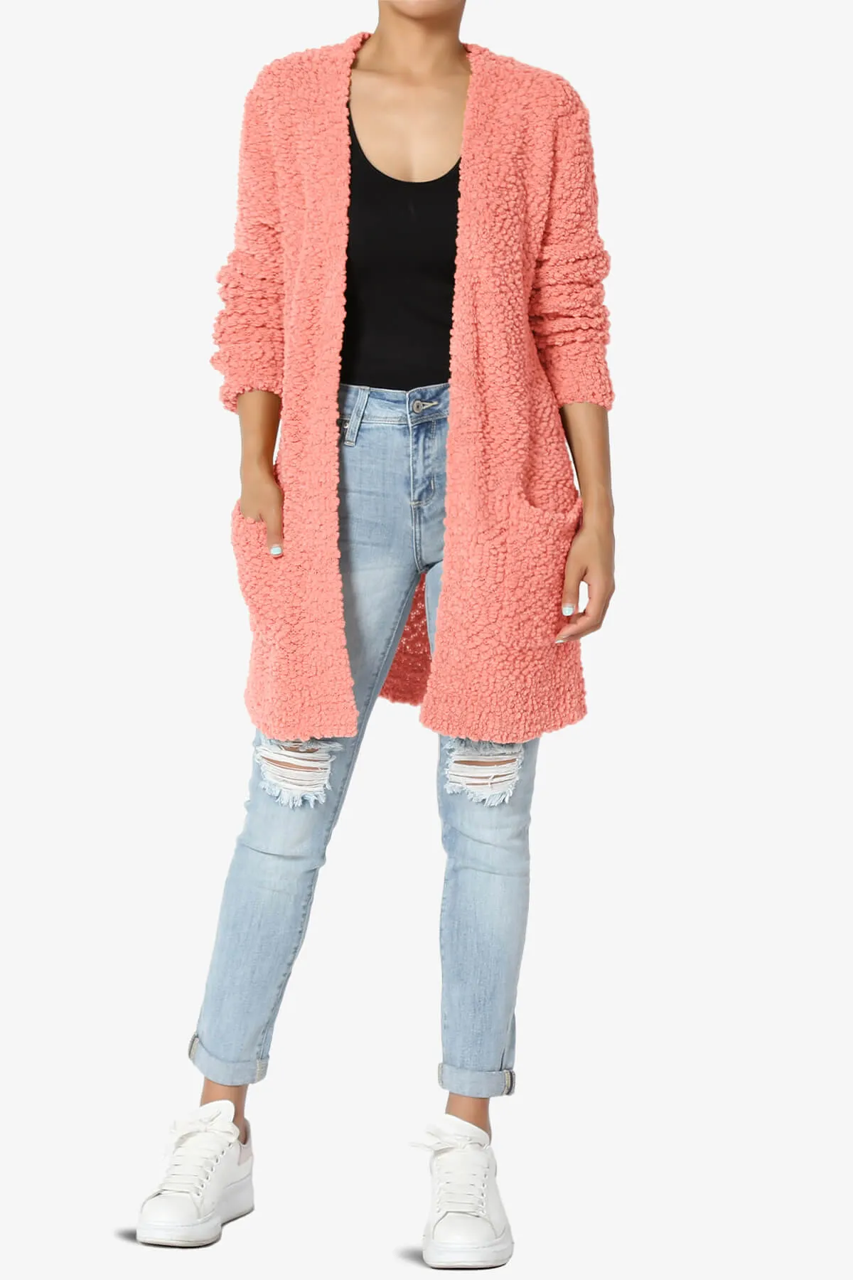 Barry Soft Popcorn Knit Sweater Cardigan PLUS