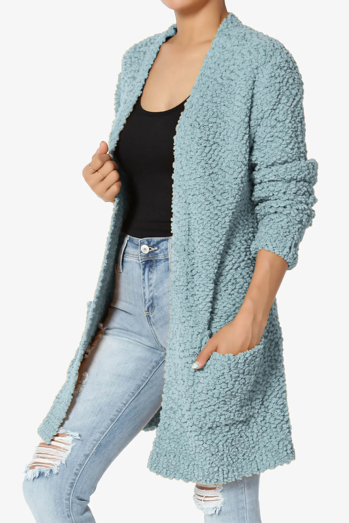 Barry Soft Popcorn Knit Sweater Cardigan PLUS