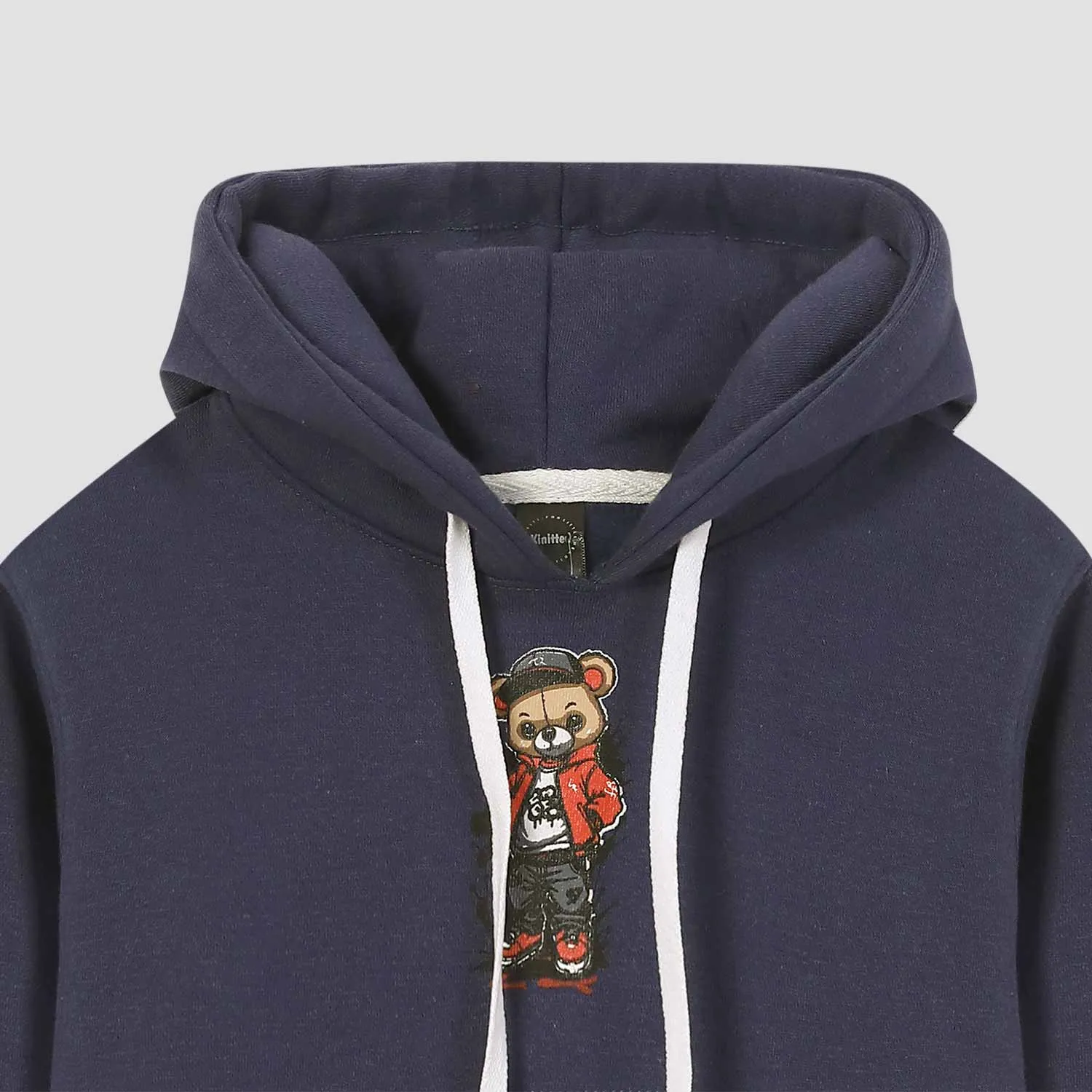 Bear printed hoodie in fleece for kids