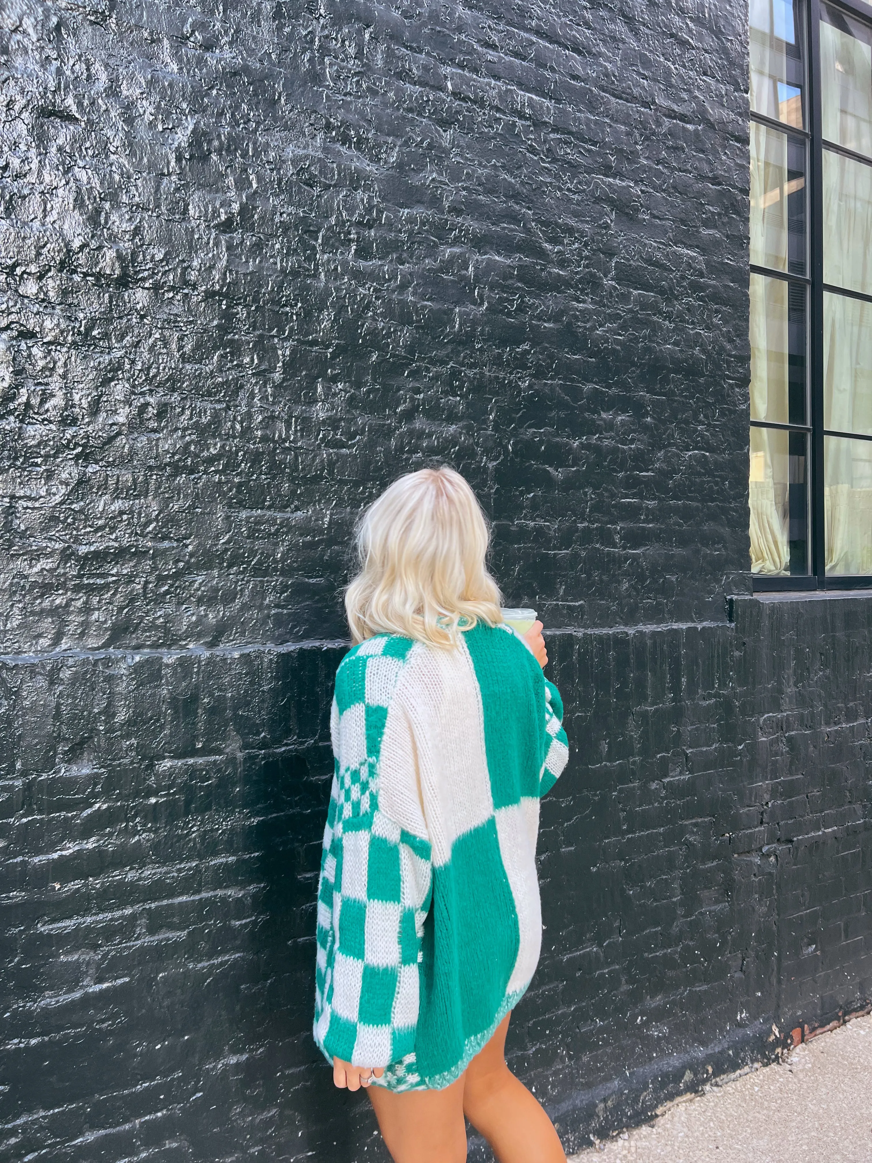 Coco Kryptonite Checkered Cardigan// Teal