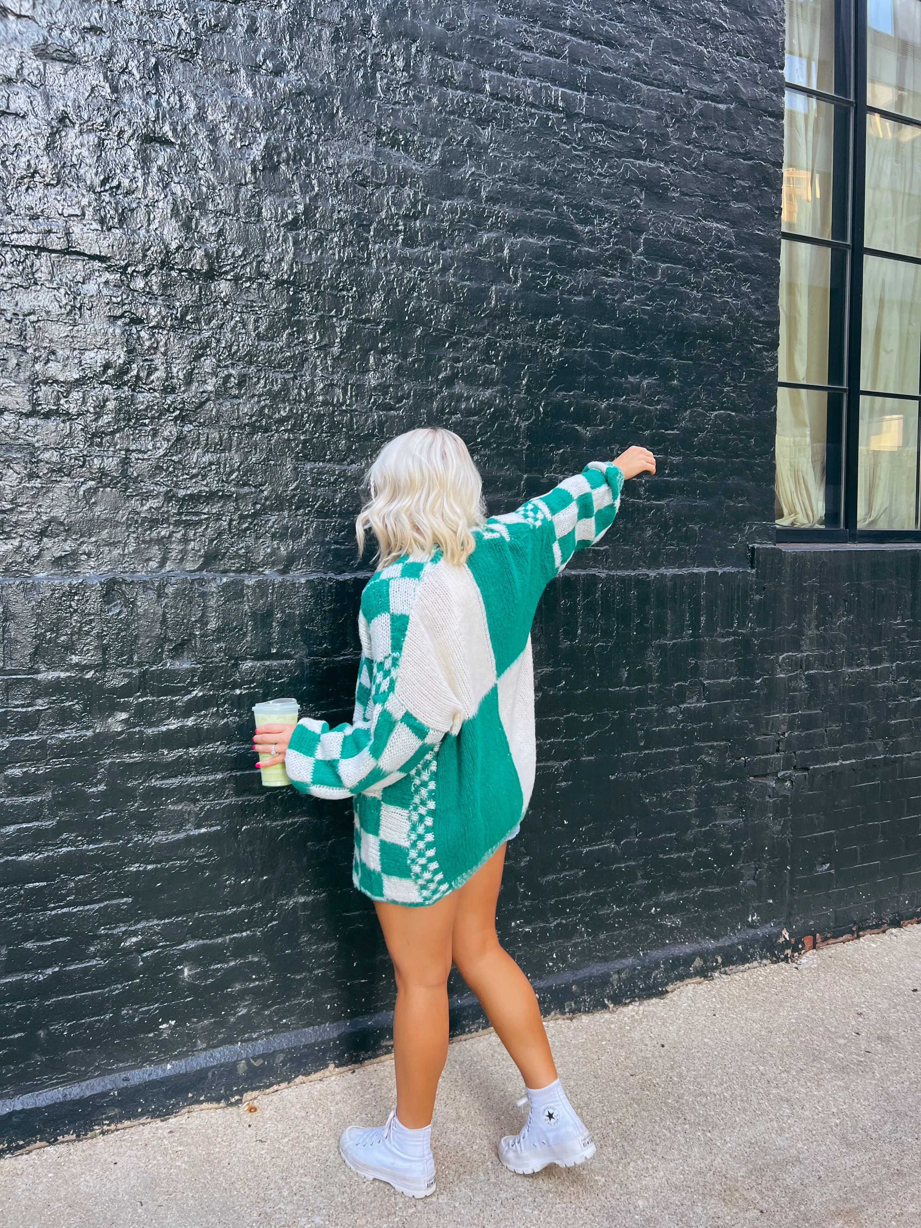 Coco Kryptonite Checkered Cardigan// Teal