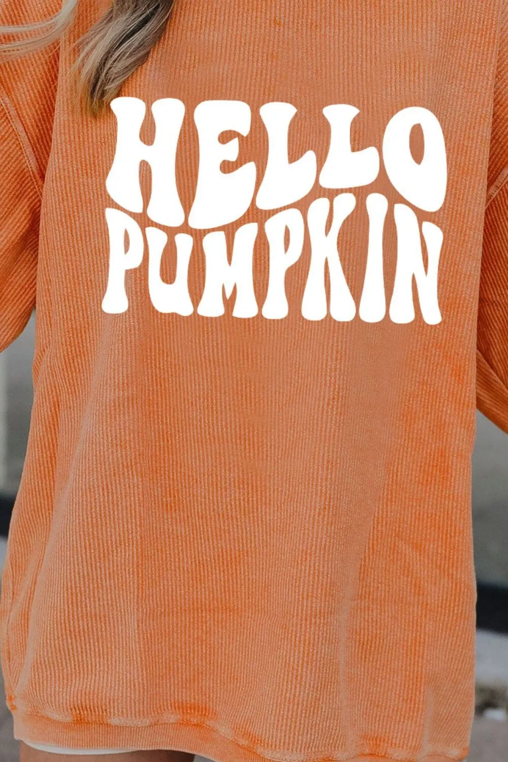 Dropped Shoulder HELLO PUMPKIN Graphic Sweatshirt