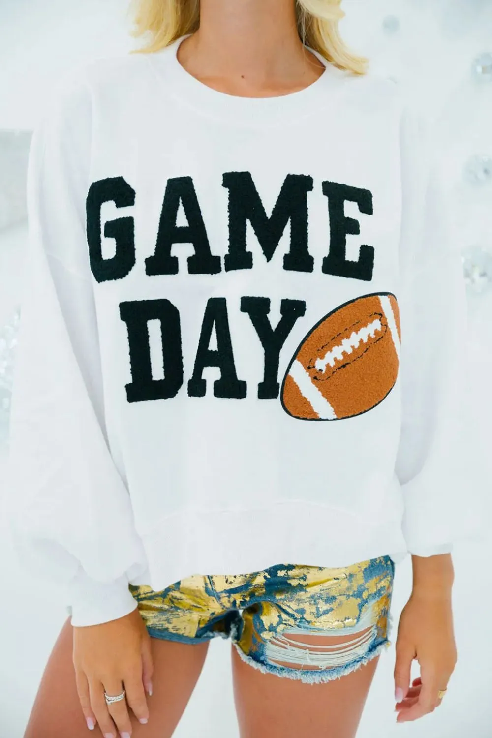 GAME DAY Round Neck Long Sleeve Sweatshirt