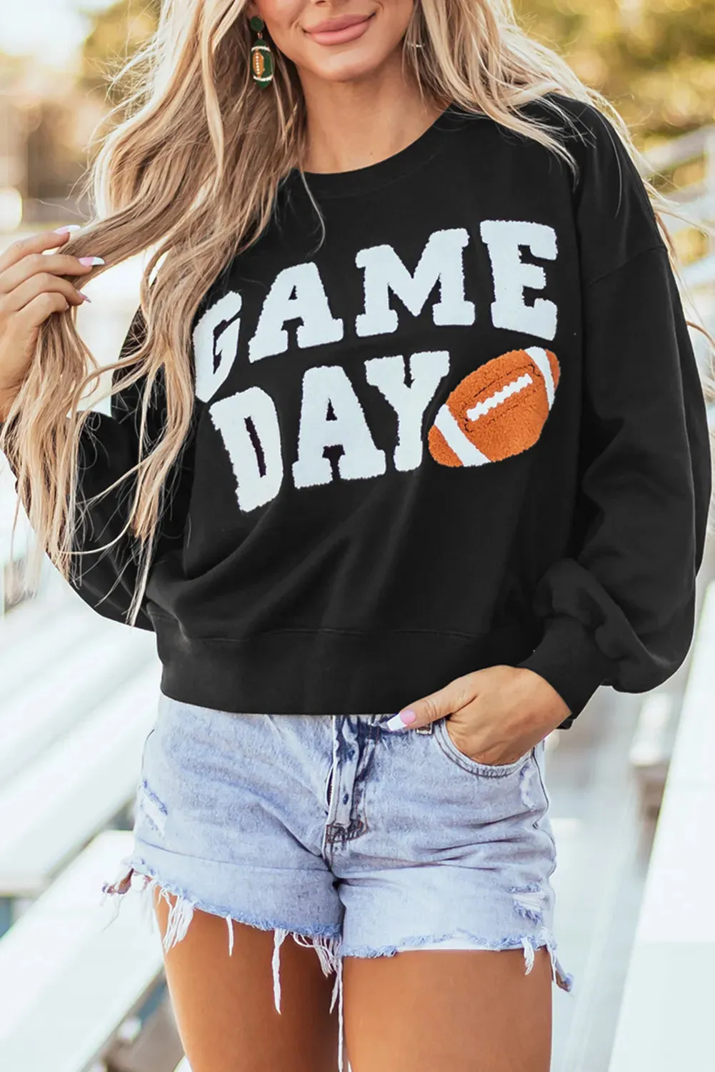 GAME DAY Round Neck Long Sleeve Sweatshirt