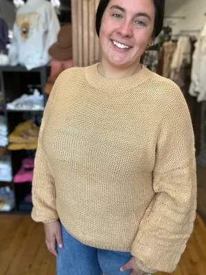 Khaki Bubble Sleeve Sweater