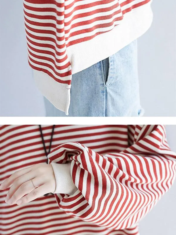 Loose Striped Split-joint Sweatshirt