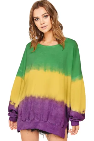 Mardi Gras Striped Tie Dye Sweatshirt