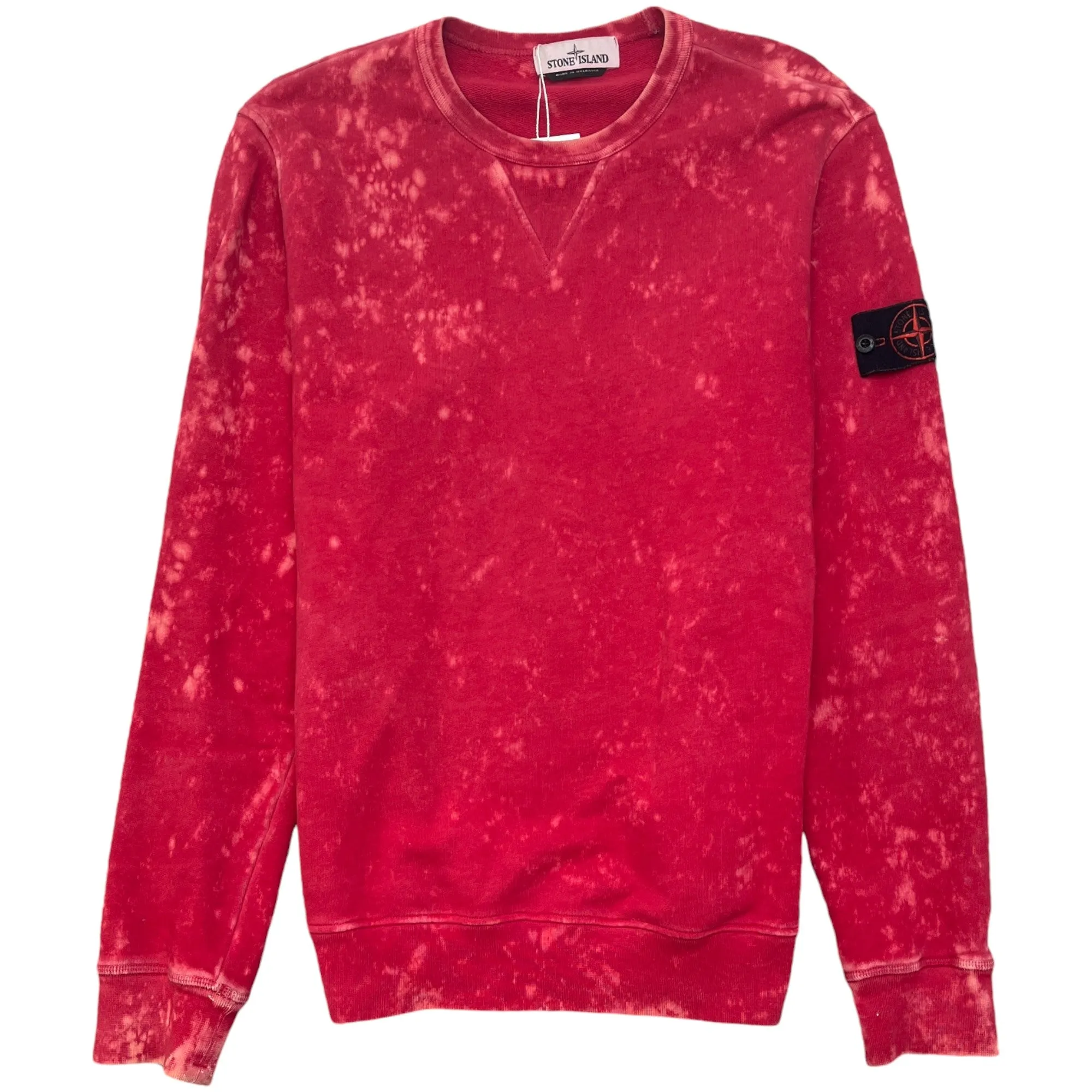 Men's Acid Wash Applique Logo Sweatshirt Red Size S