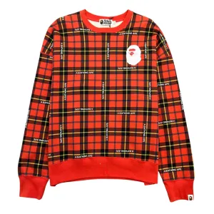 Men's Checkered Logo Sweatshirt Red Size M