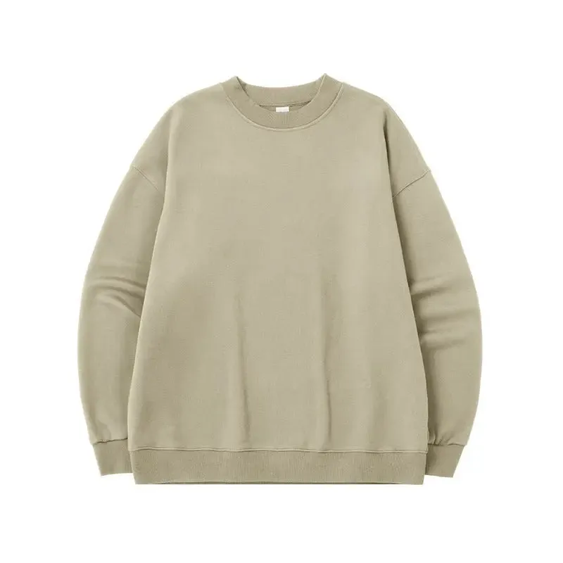 Men's Single-layer Fleece-lined Round Neck Sweatshirt