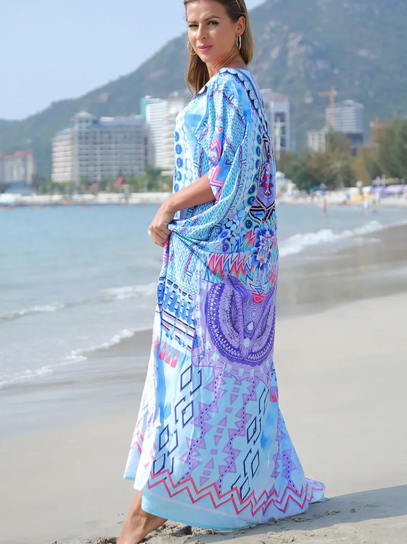 Never Look Back Women's Round Neck Beautiful Kaftan Dress