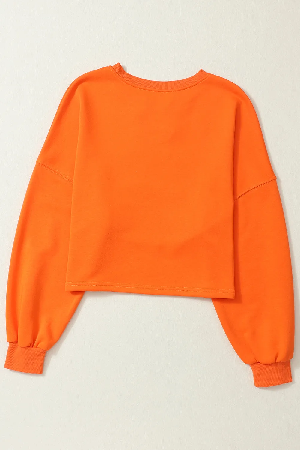 Orange Game Day Lettering Football Notched Neck Sweatshirt