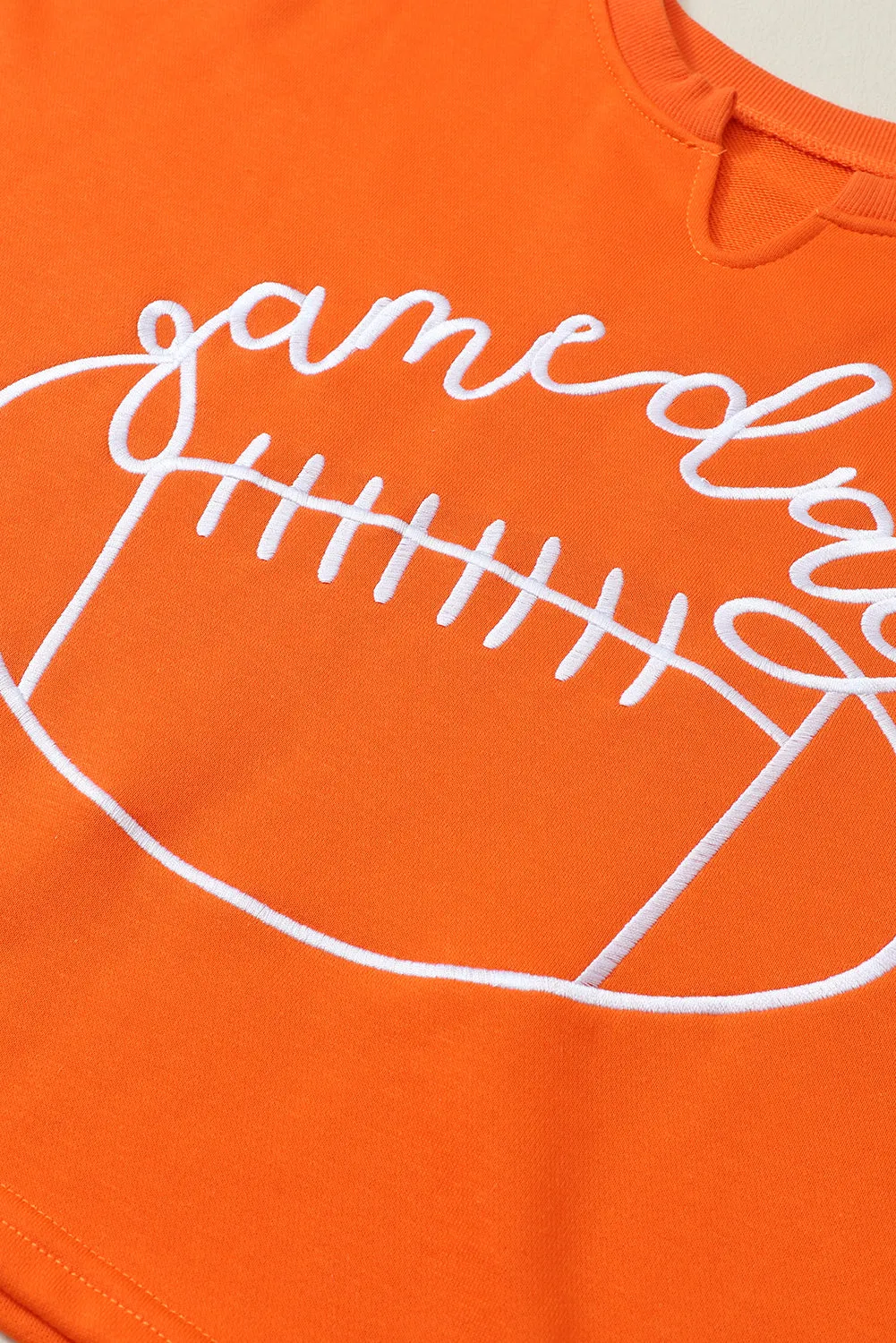 Orange Game Day Lettering Football Notched Neck Sweatshirt