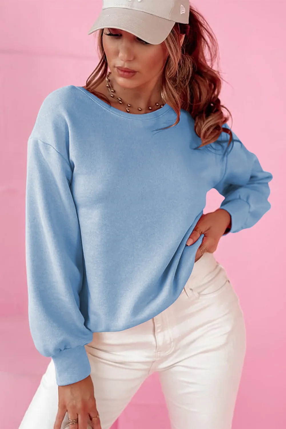 Pale Chestnut Bowknot Dewback Round Neck Sweatshirt