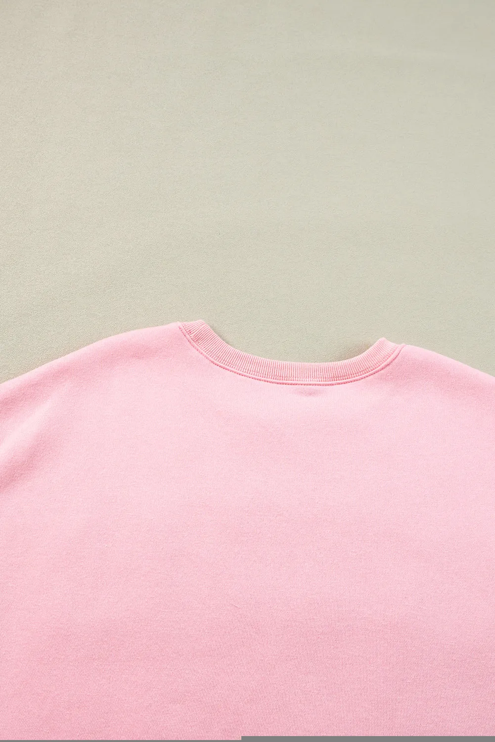 Pink LOVER Puff Print Drop Shoulder Pullover Sweatshirt