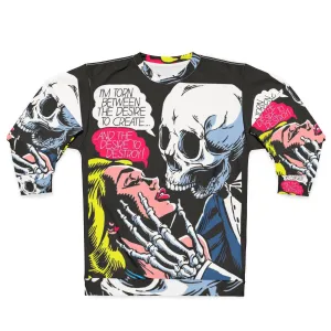 "Desire Sweatshirt: Embrace the Skull, Vintage Comics, and Romance"