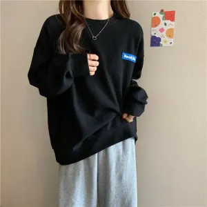 Slimming And Simple Wind Round-neck Non-hoodie Sweatshirt