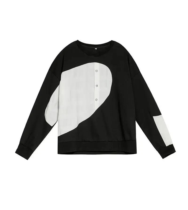 Splicing Semicircle Dark Series Loose-fitting Sweatshirt