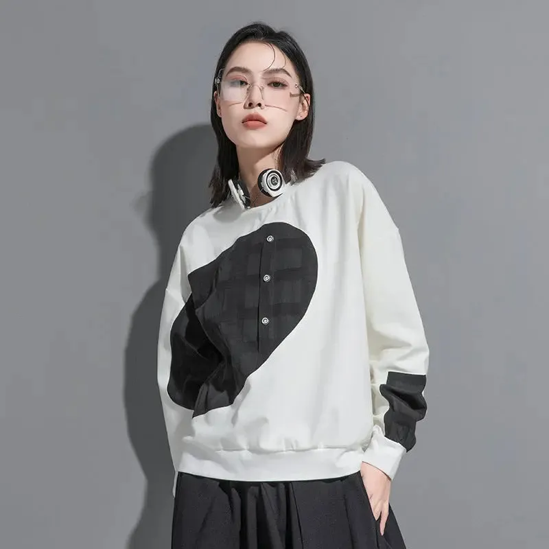 Splicing Semicircle Dark Series Loose-fitting Sweatshirt