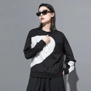 Splicing Semicircle Dark Series Loose-fitting Sweatshirt