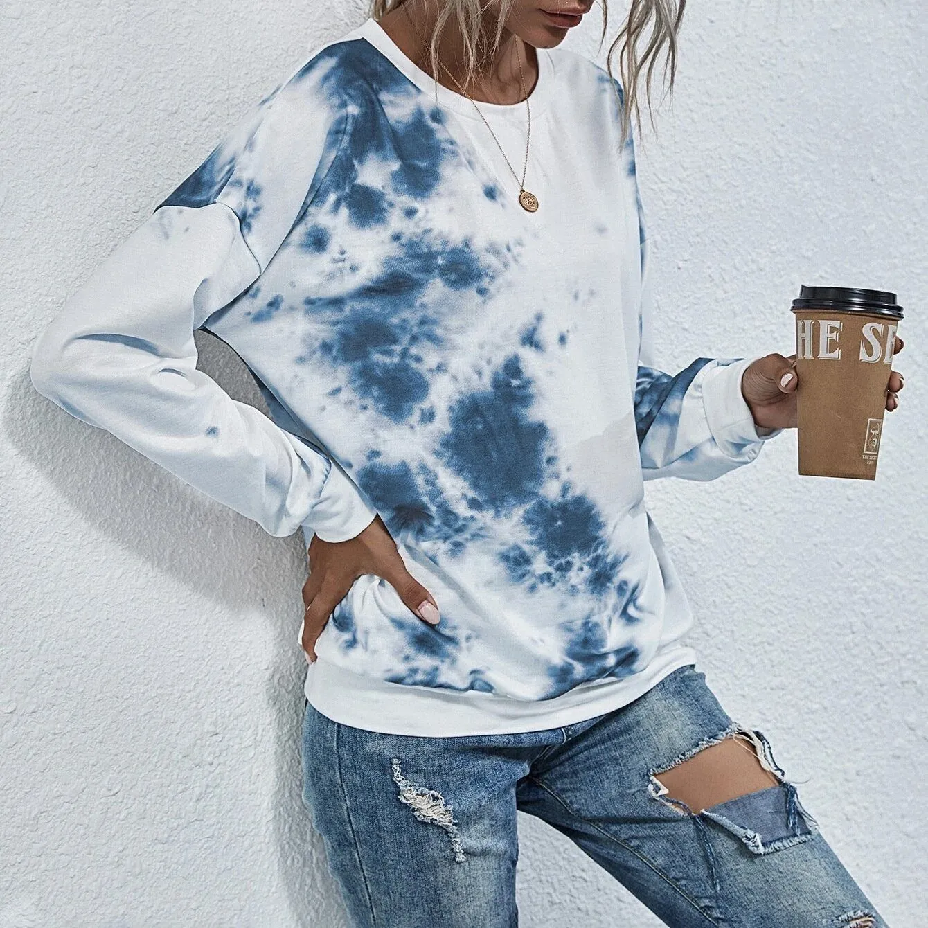 Tie Dye Round Neck Sweatshirt