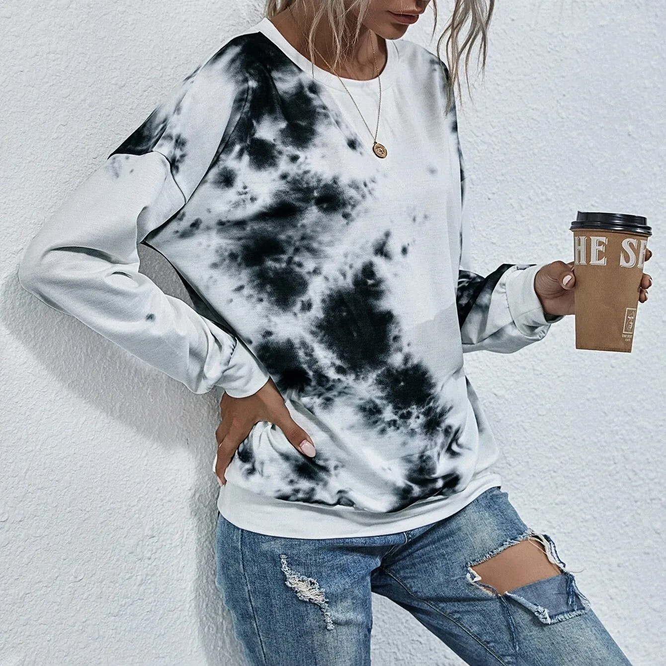 Tie Dye Round Neck Sweatshirt