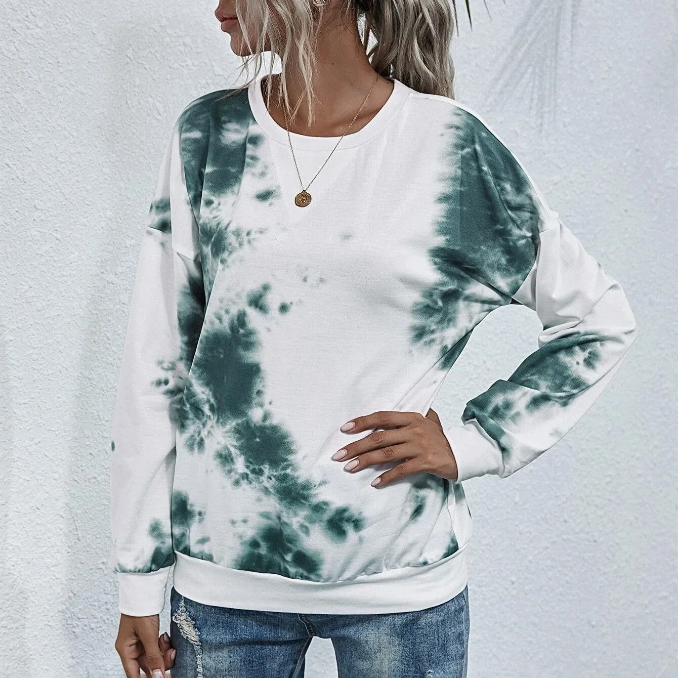 Tie Dye Round Neck Sweatshirt