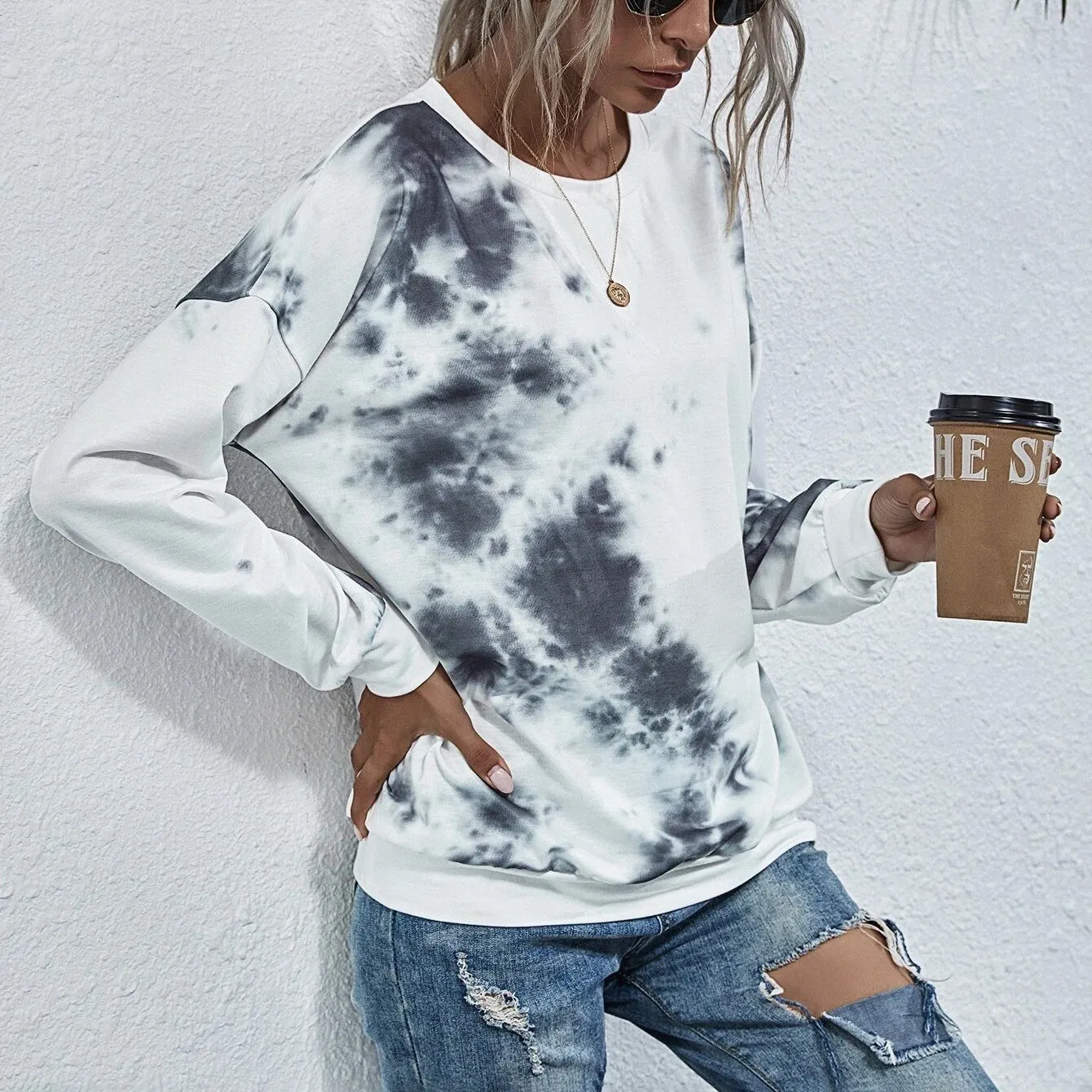 Tie Dye Round Neck Sweatshirt