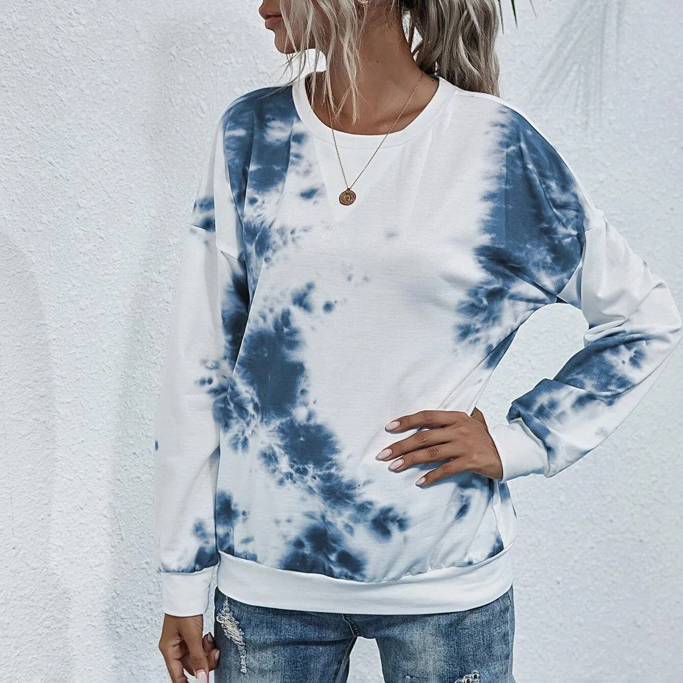 Tie Dye Round Neck Sweatshirt